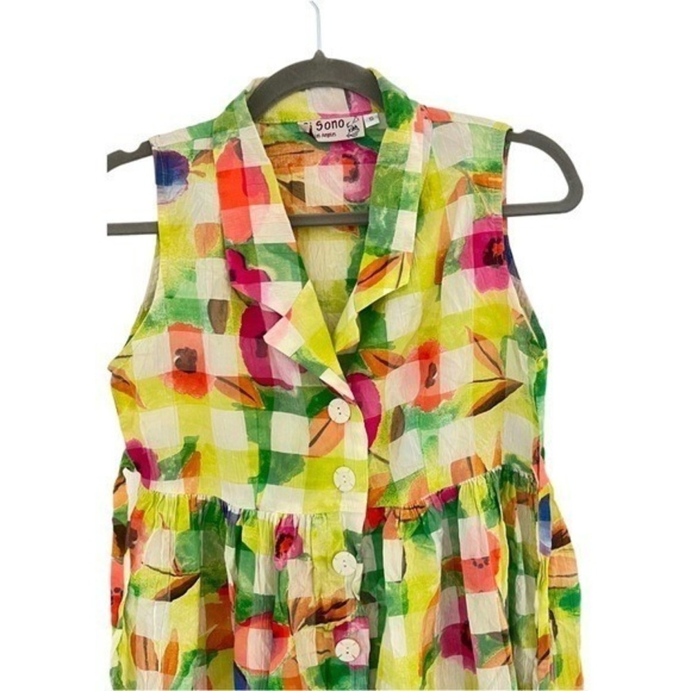 Ci Sono Vintage Multicolor Check Floral Boho Dress S - Picture 4 of 8